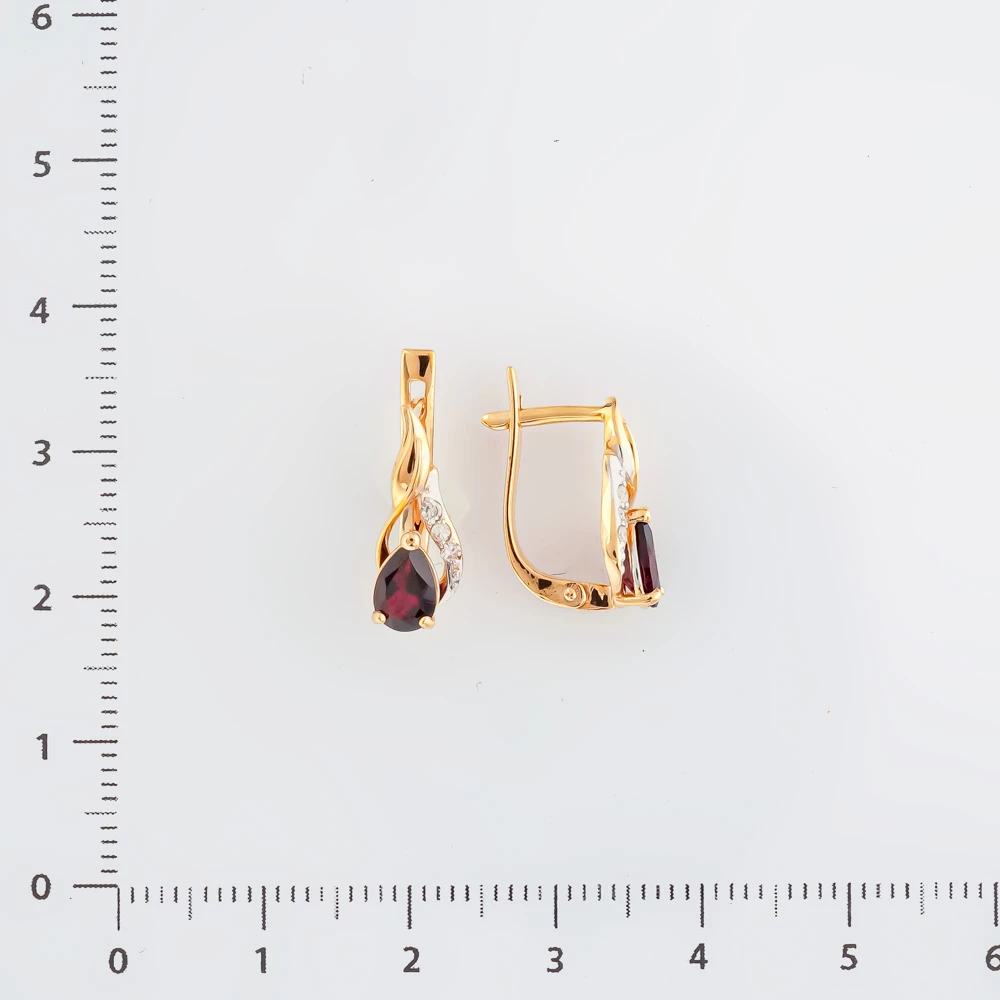 Серьги с гранатом из красного золота 585 пробы