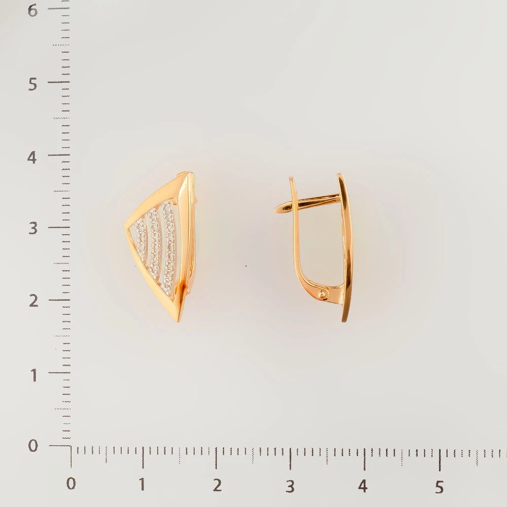 Серьги с фианитом из красного золота 585 пробы