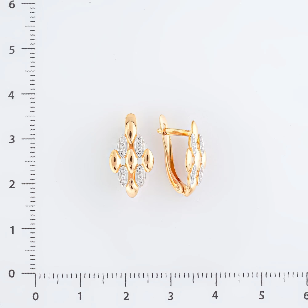 Серьги с фианитом из красного золота 585 пробы