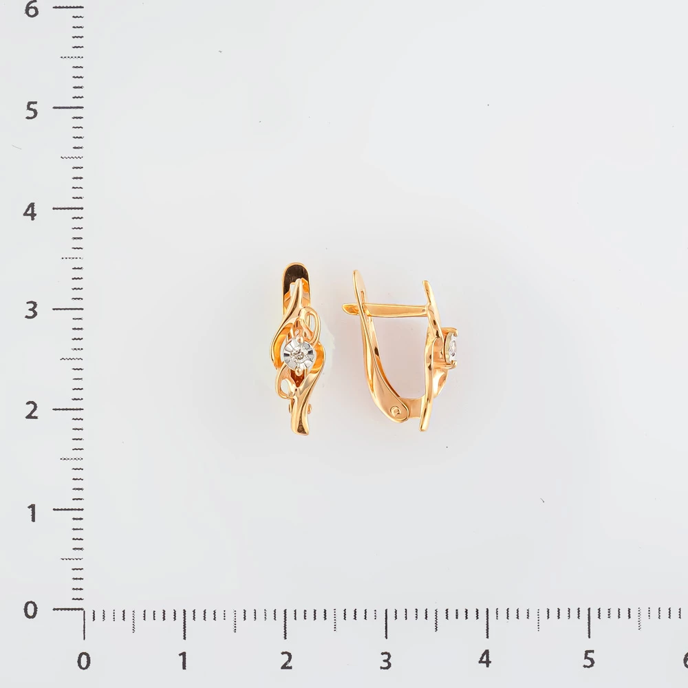 Серьги с бриллиантом из красного золота 585 пробы