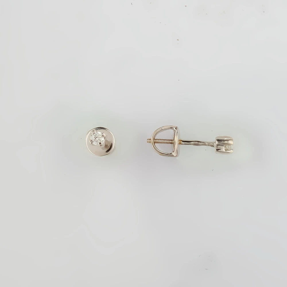 Серьги с бриллиантом из белого золота 585 пробы