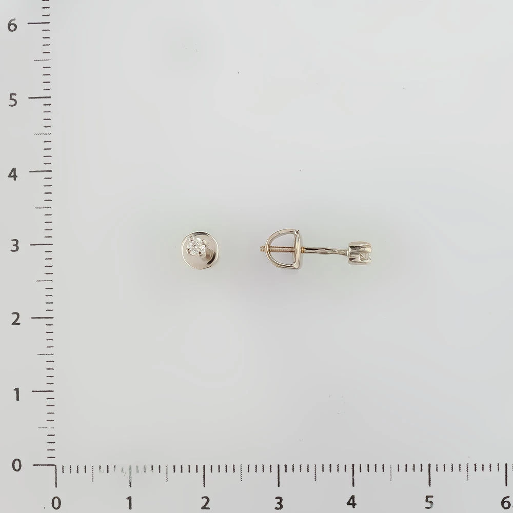 Серьги с бриллиантом из белого золота 585 пробы