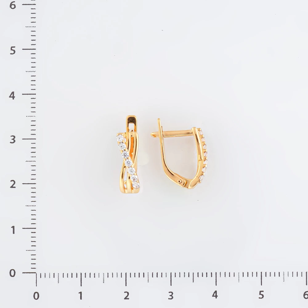 Серьги с фианитом из красного золота 585 пробы