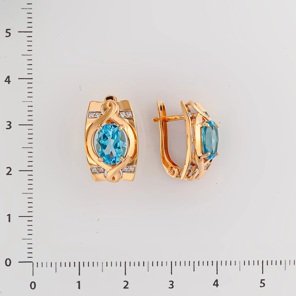 Серьги с топазом из красного золота 585 пробы