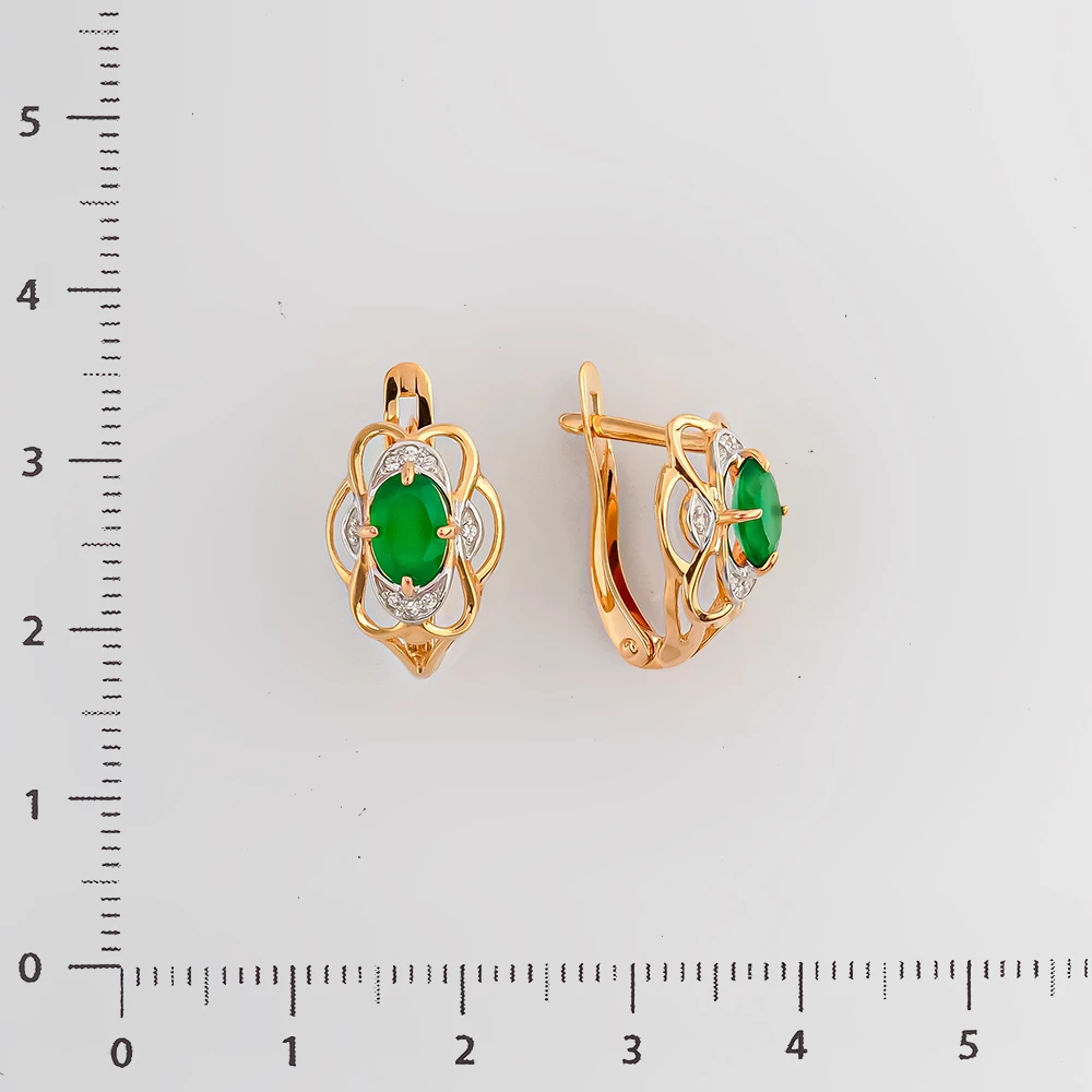 Серьги с агатом из красного золота 585 пробы