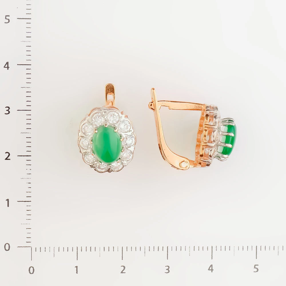 Серьги с агатом из красного золота 585 пробы