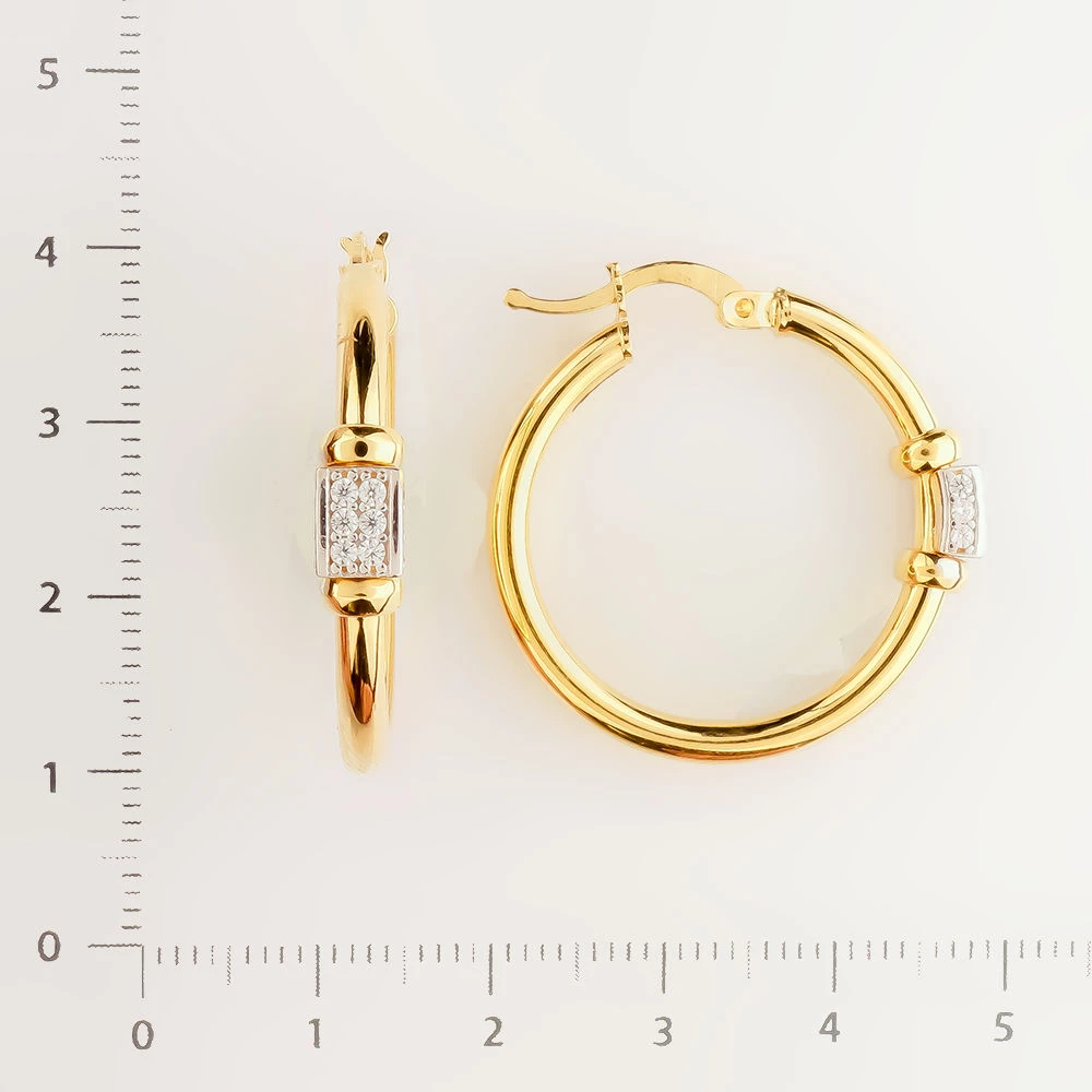 Серьги конго с фианитом из желтого золота 585 пробы