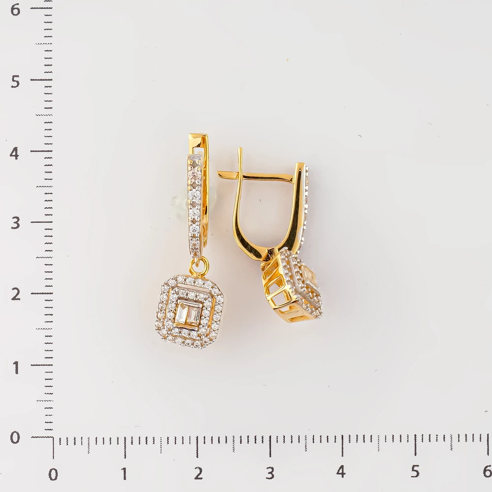 Серьги с фианитом из желтого золота 585 пробы