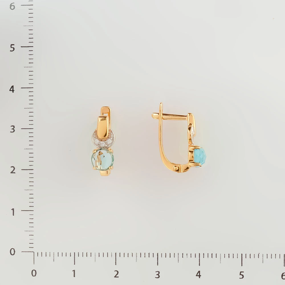 Серьги с топазом из красного золота 585 пробы