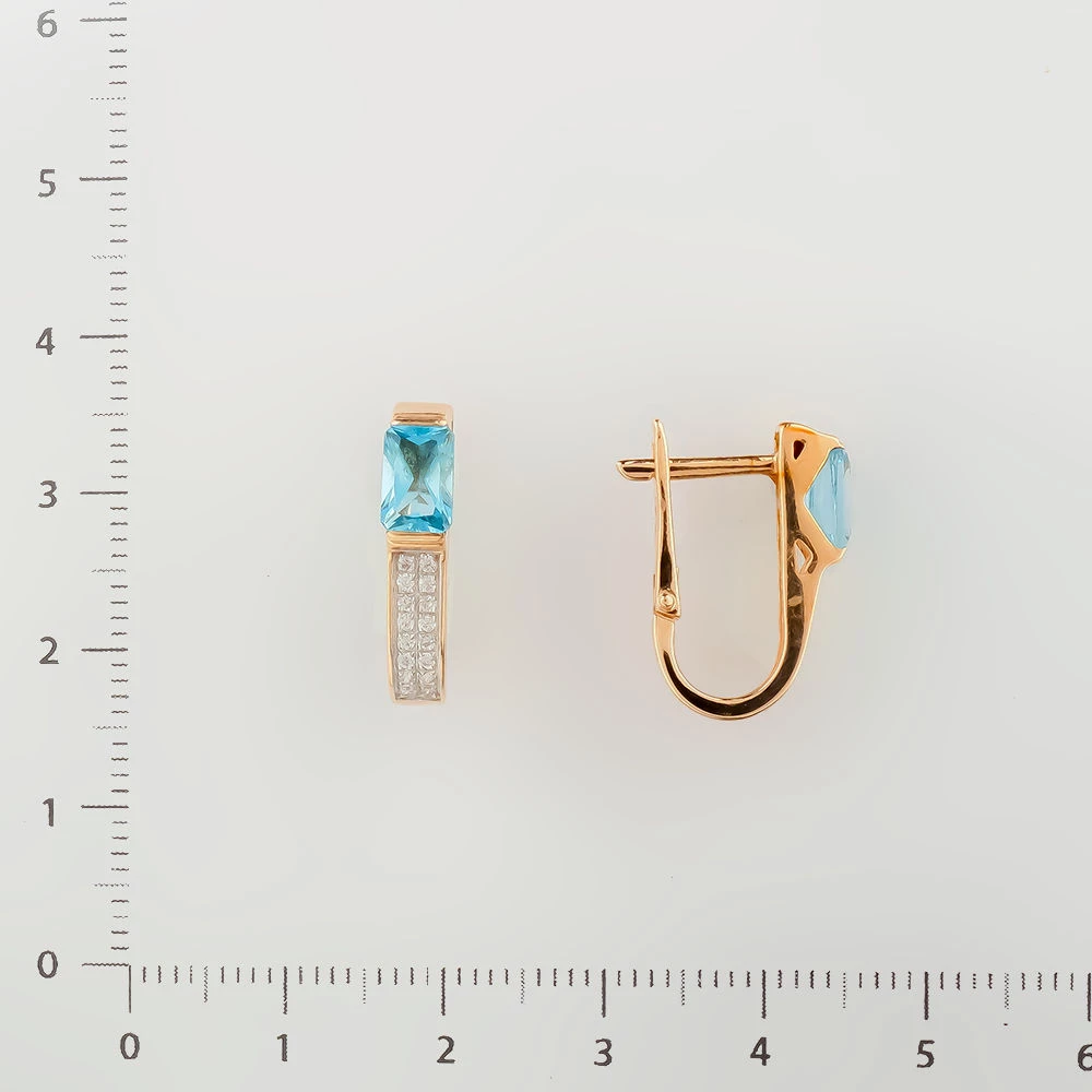 Серьги с топазом из красного золота 585 пробы