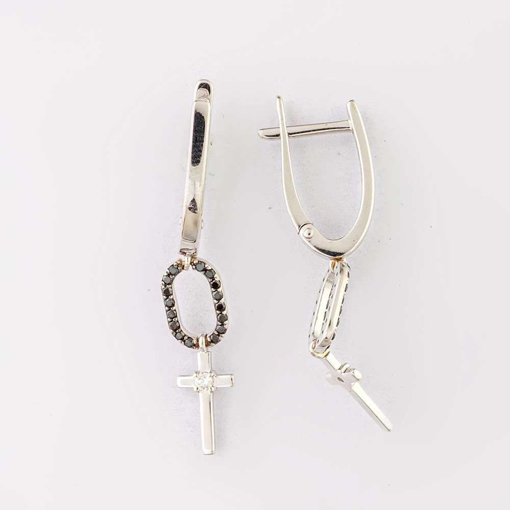 Серьги с шпинелью из белого золота 585 пробы