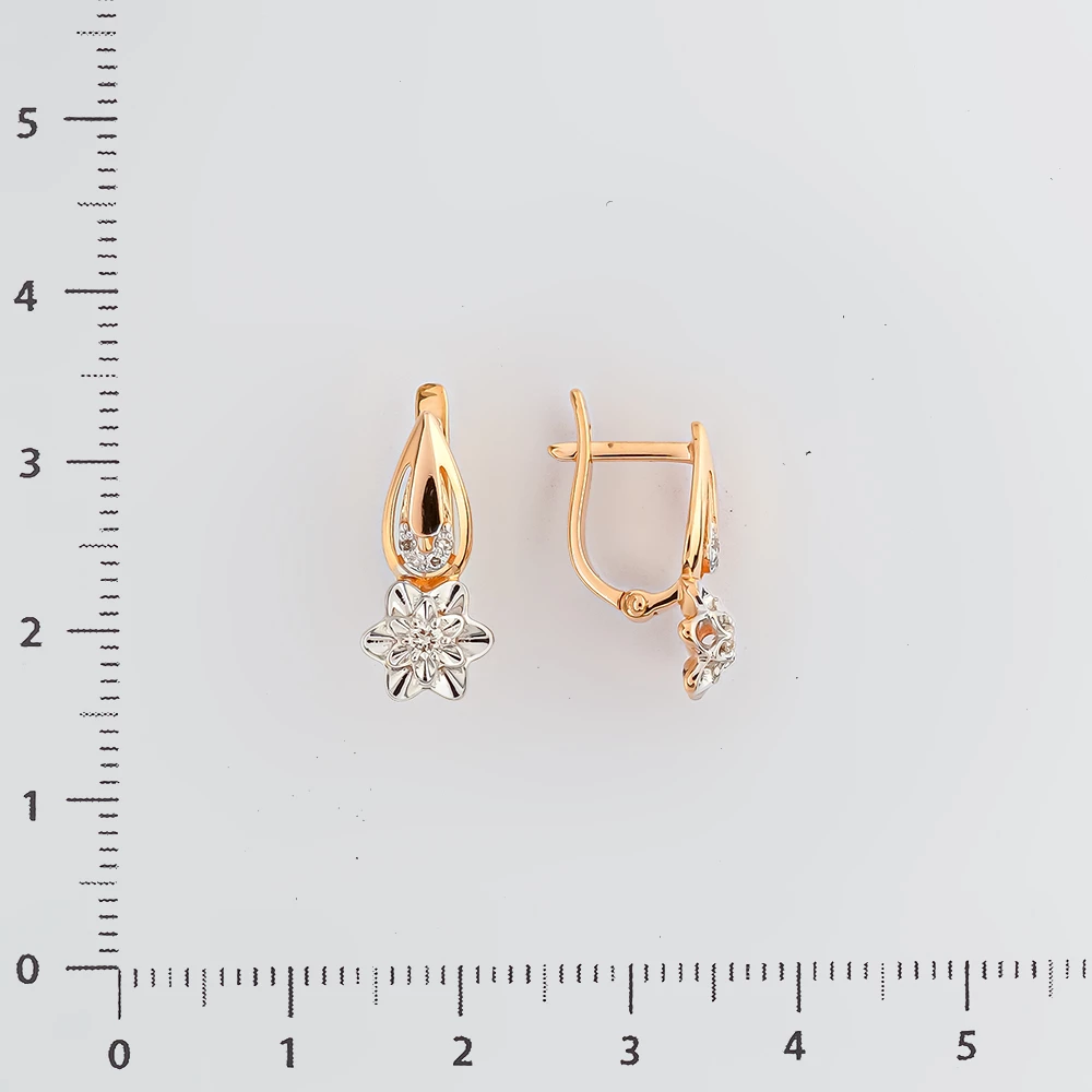 Серьги с бриллиантом из красного золота 585 пробы