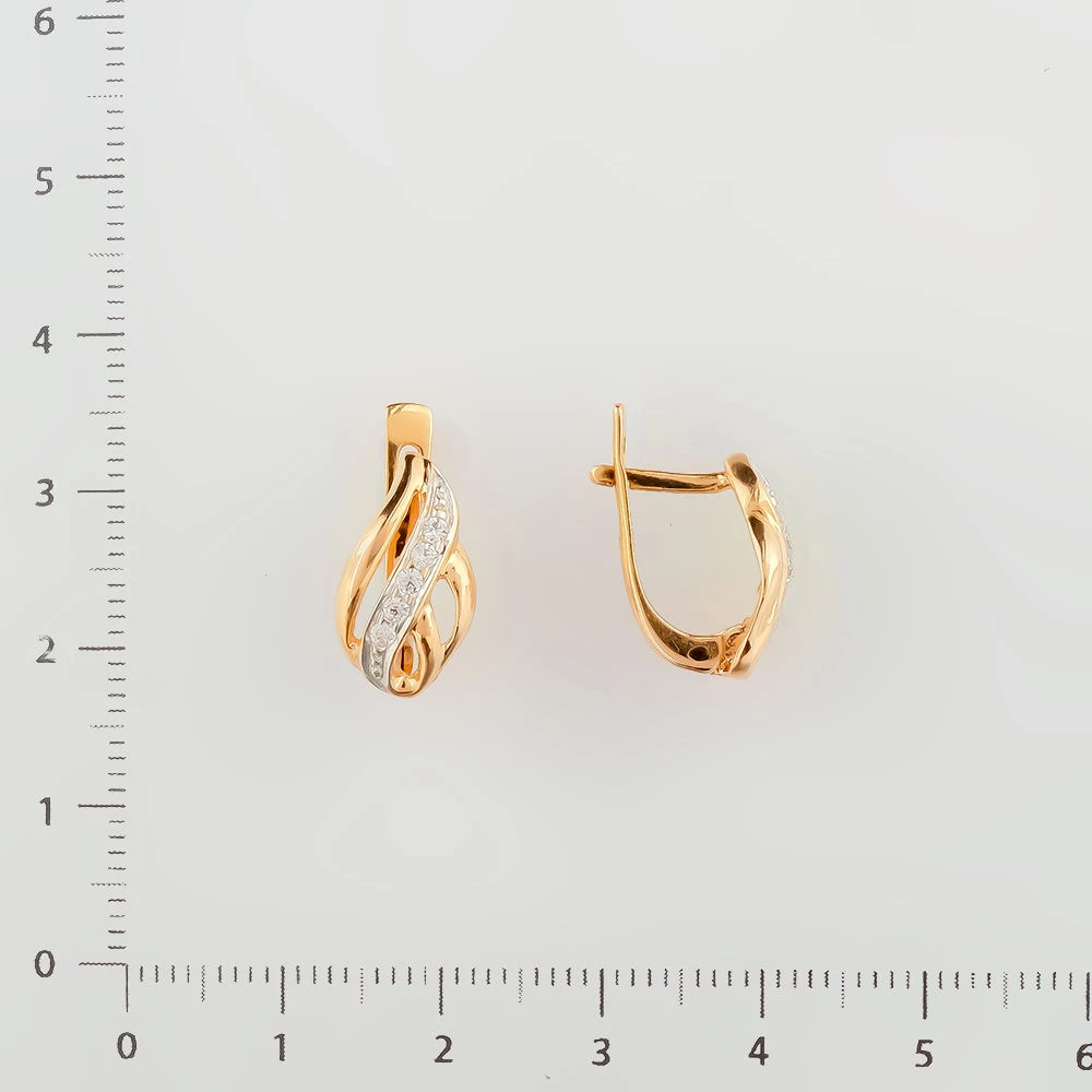 Серьги с фианитом из красного золота 585 пробы