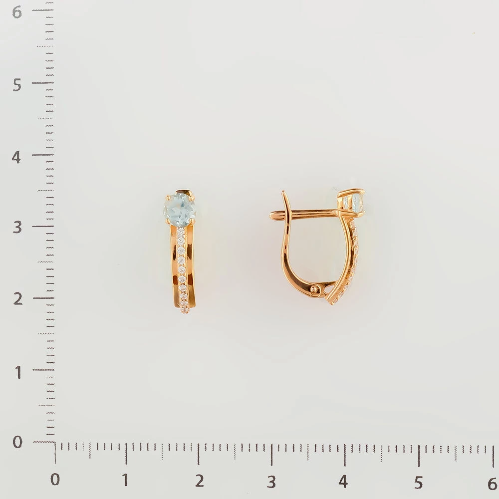 Серьги с топазом из красного золота 585 пробы