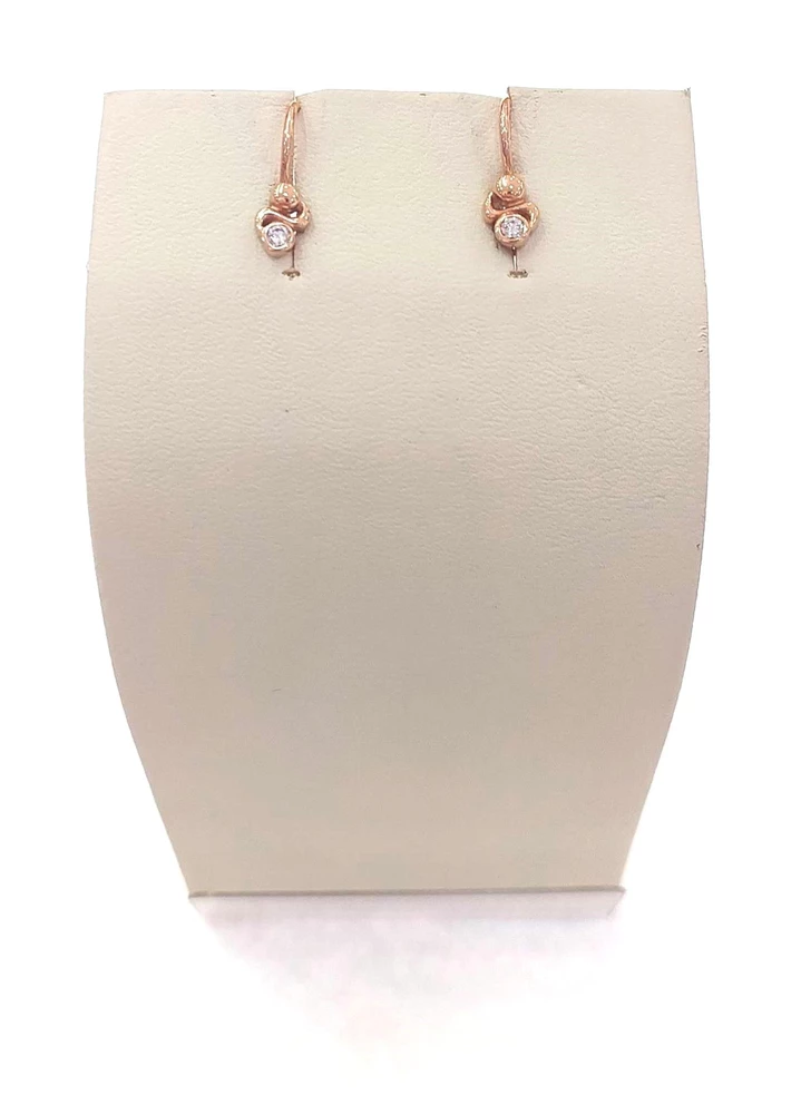 Серьги с фианитом из красного золота 585 пробы