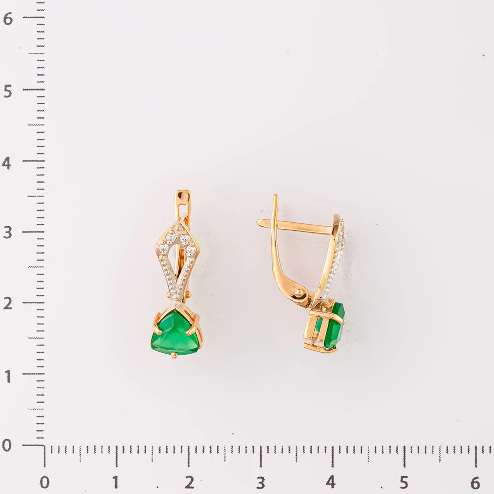 Серьги с агатом из красного золота 585 пробы