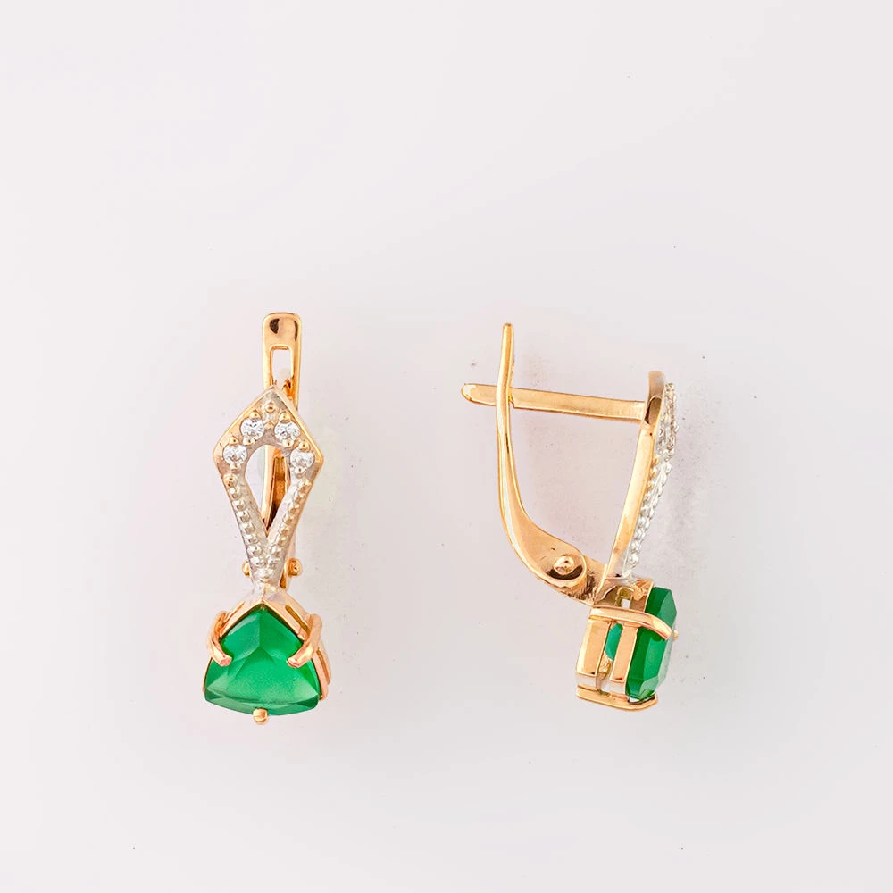 Серьги с агатом из красного золота 585 пробы