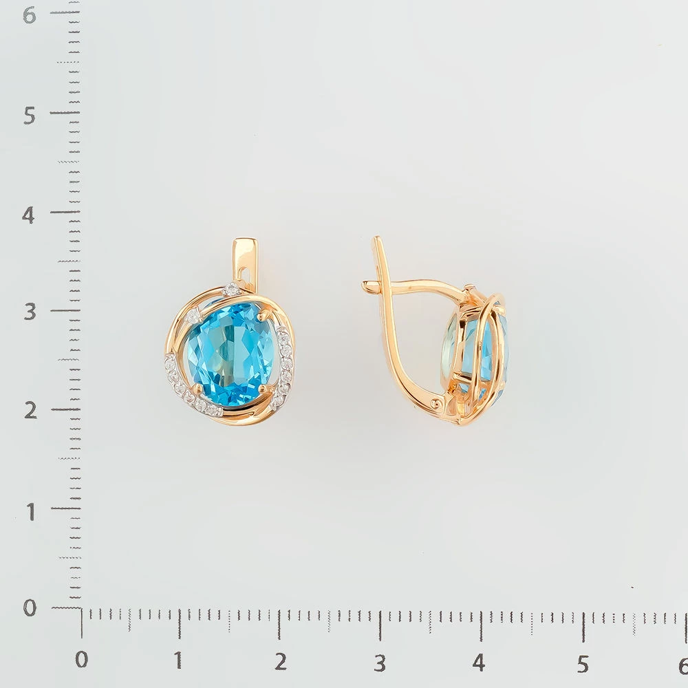 Серьги с топазом из красного золота 585 пробы