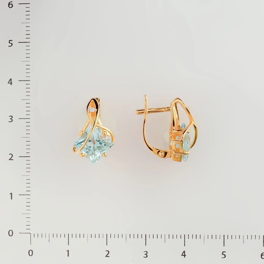 Серьги с топазом из красного золота 585 пробы