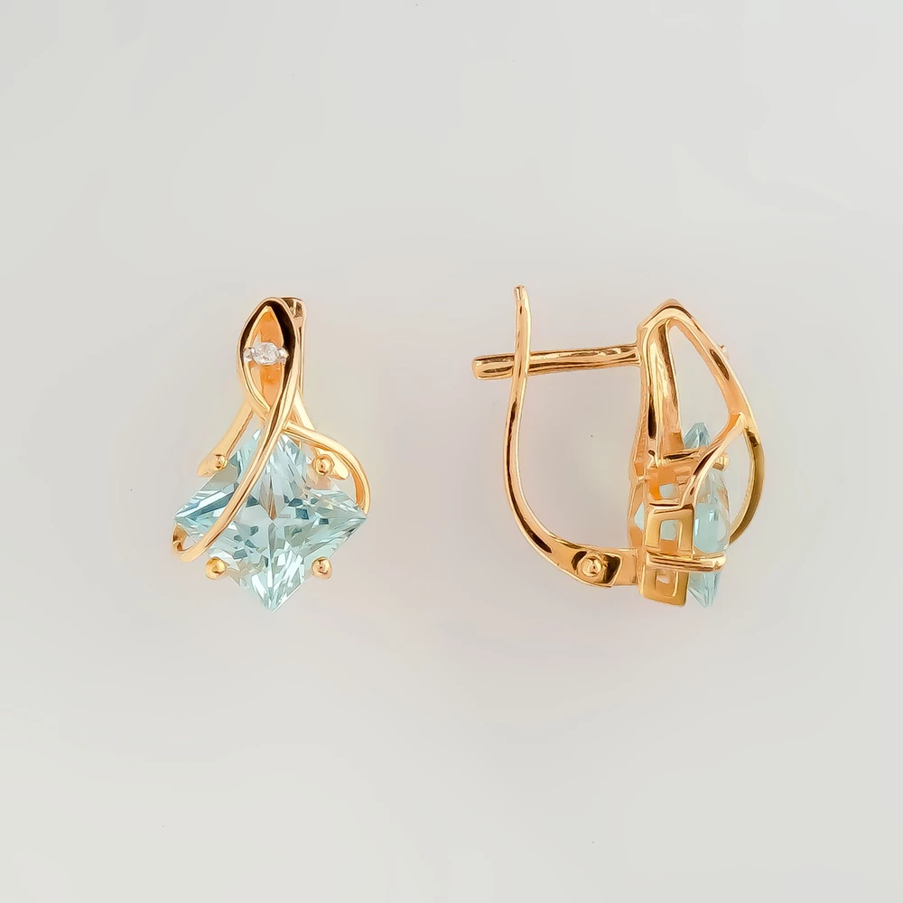 Серьги с топазом из красного золота 585 пробы