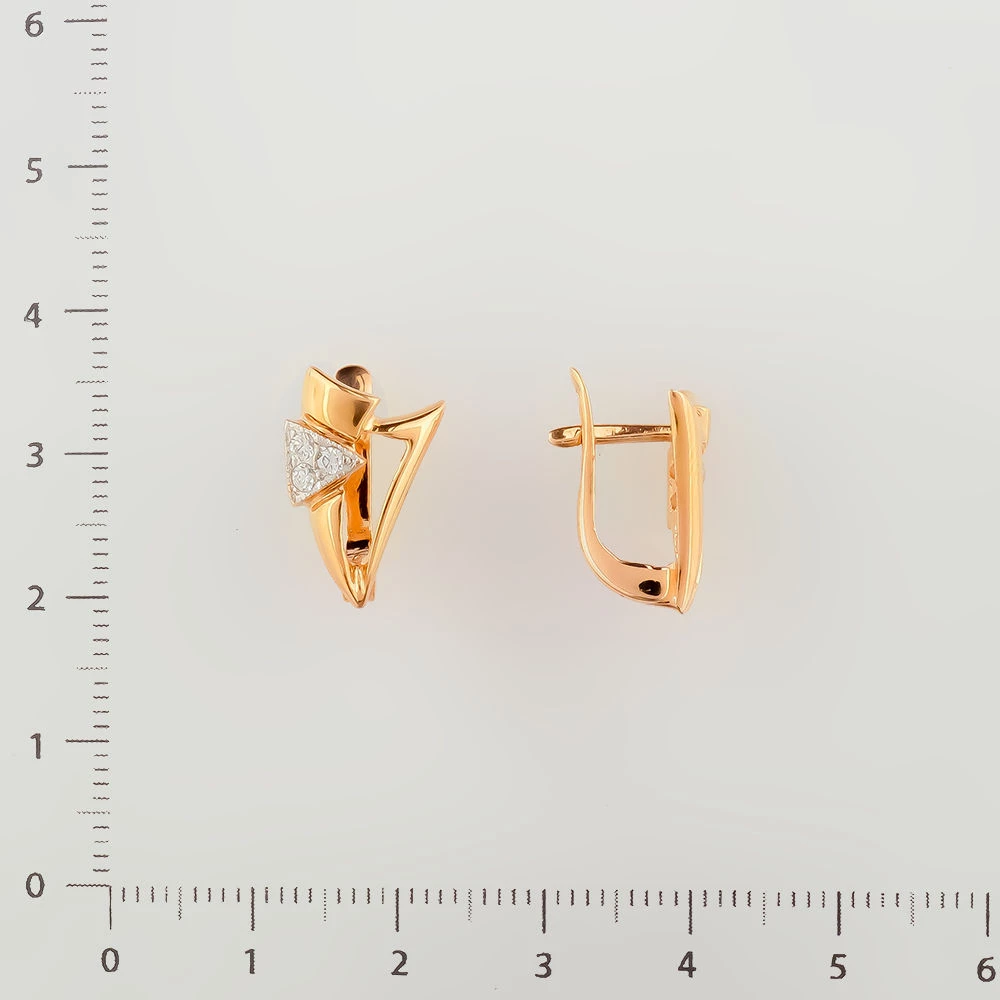 Серьги с фианитом из красного золота 585 пробы