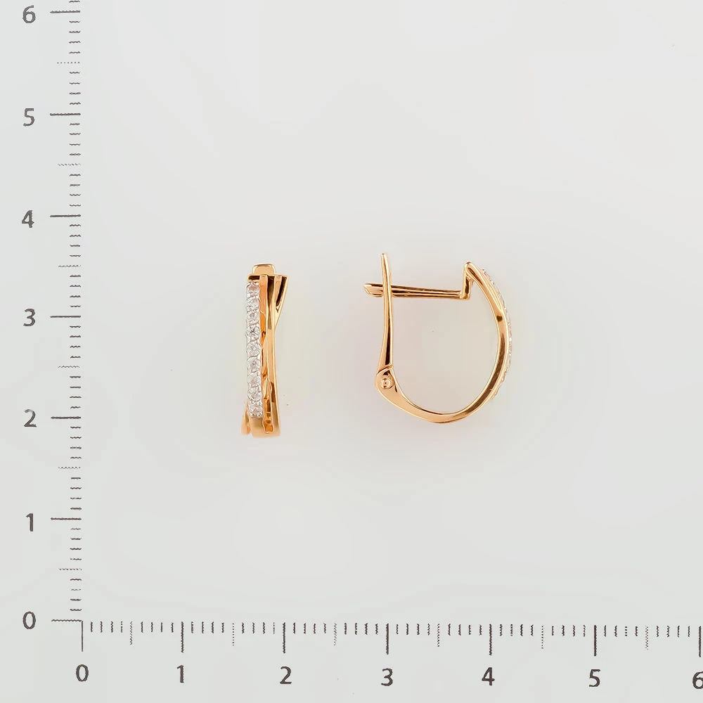 Серьги с фианитом из красного золота 585 пробы