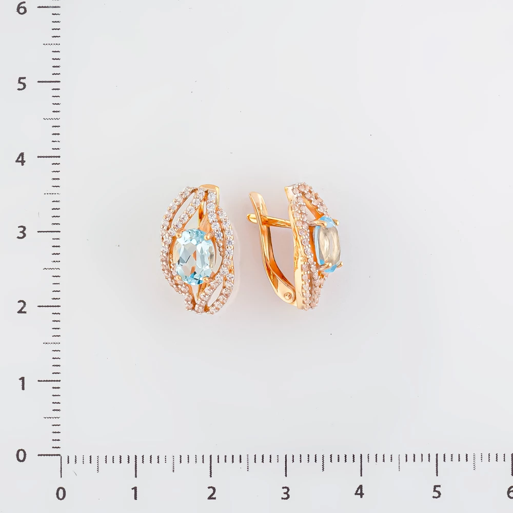 Серьги с топазом из красного золота 585 пробы