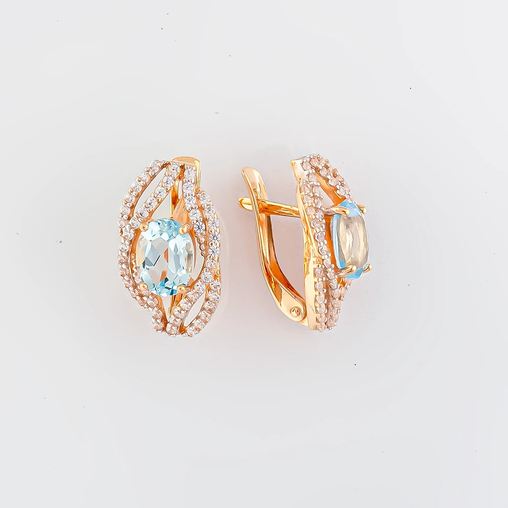 Серьги с топазом из красного золота 585 пробы