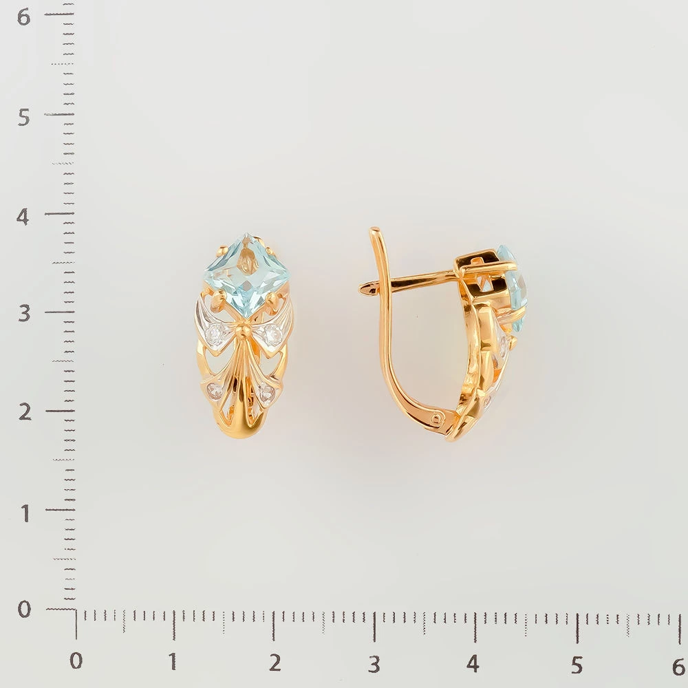 Серьги с топазом из красного золота 585 пробы