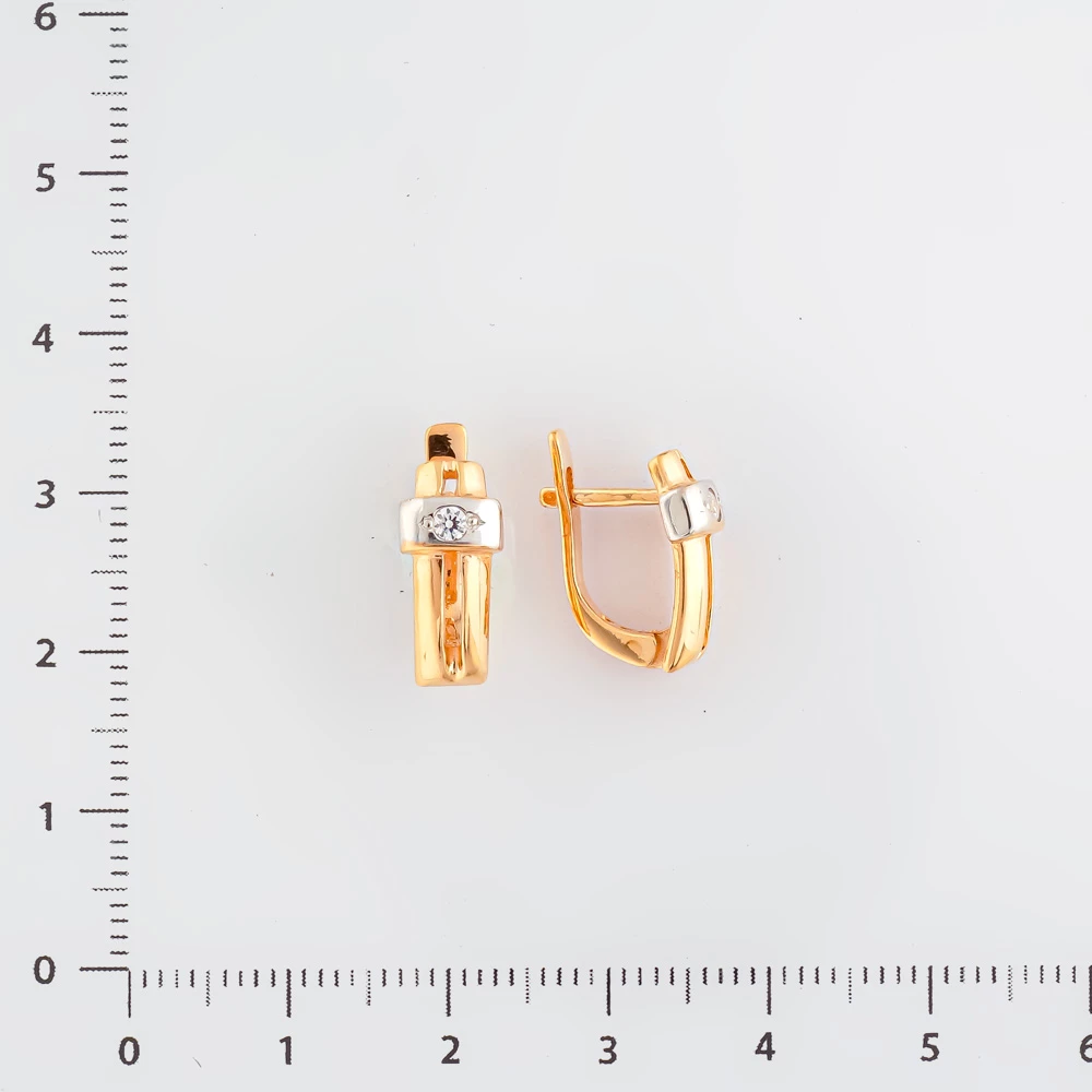 Серьги с фианитом из красного золота 585 пробы