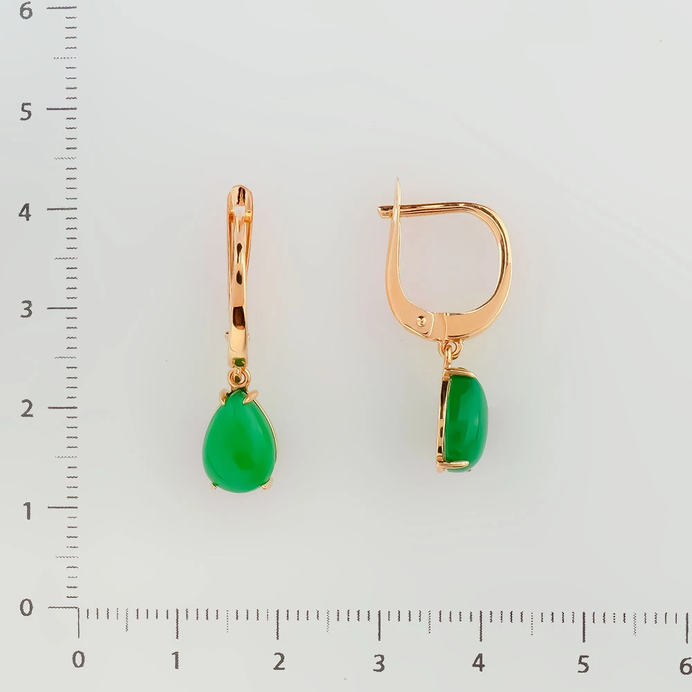 Серьги с агатом из красного золота 585 пробы