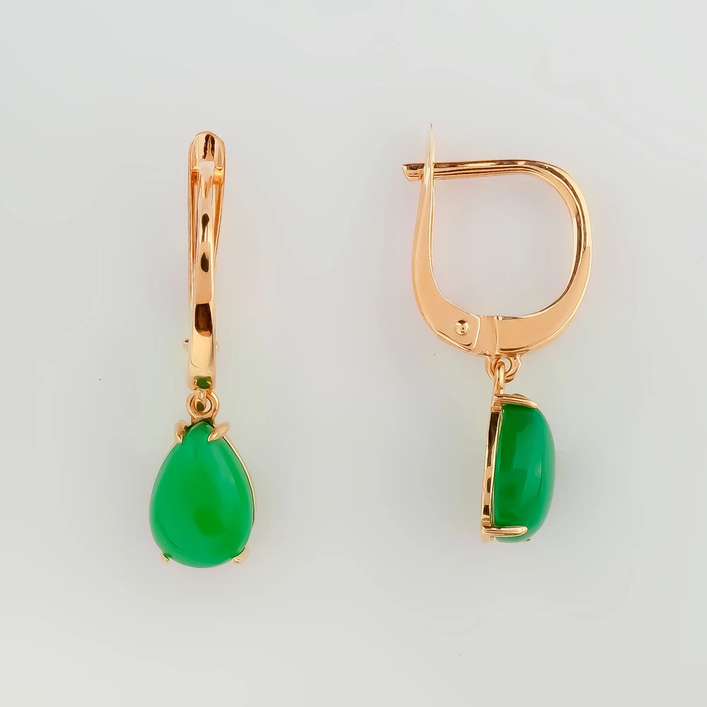 Серьги с агатом из красного золота 585 пробы