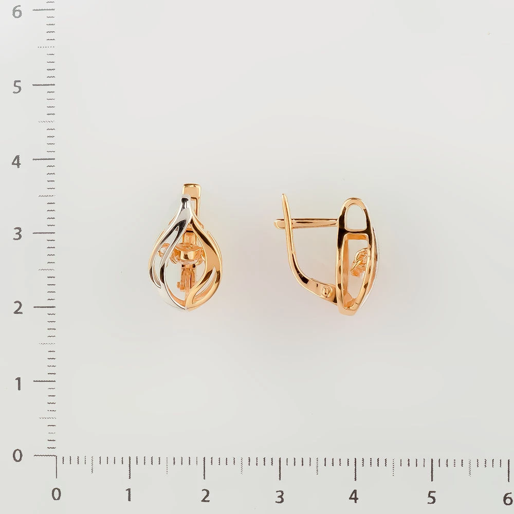 Серьги с фианитом из красного золота 585 пробы