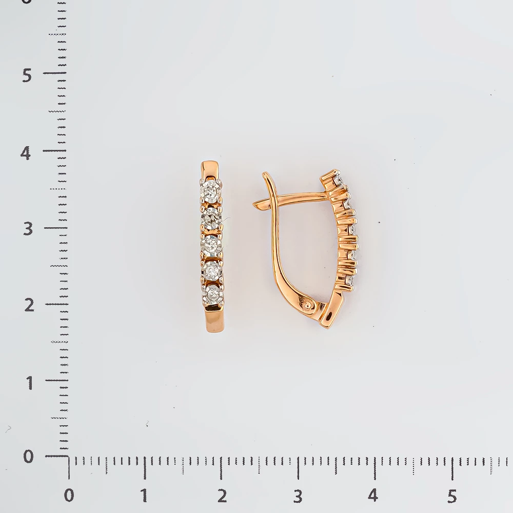 Серьги с бриллиантом из красного золота 585 пробы