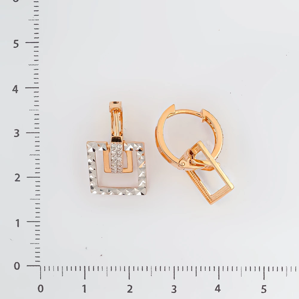 Серьги конго с бриллиантом из красного золота 585 пробы