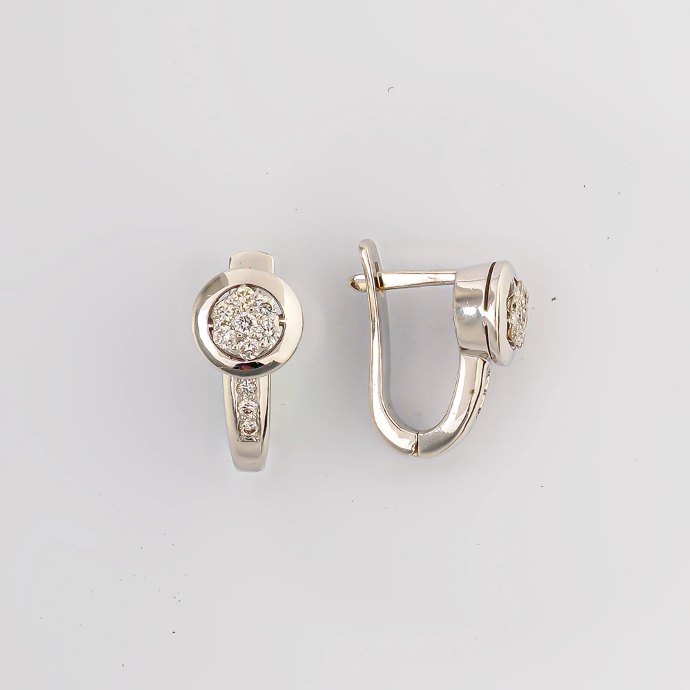 Серьги с бриллиантом из белого золота 585 пробы