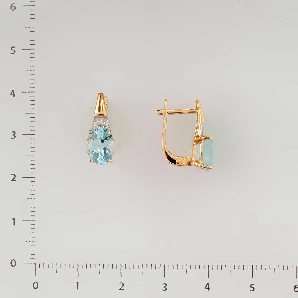 Серьги с топазом из красного золота 585 пробы