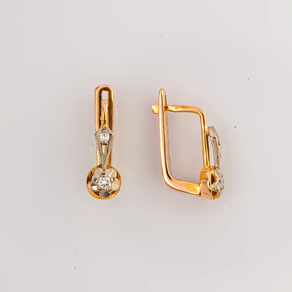 Серьги с бриллиантом из красного золота 583 пробы