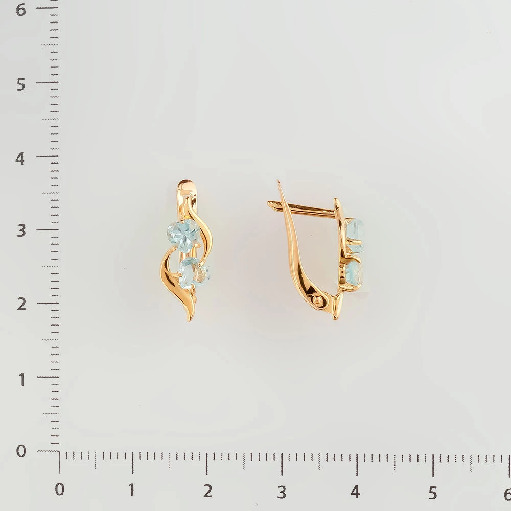 Серьги с топазом из красного золота 585 пробы