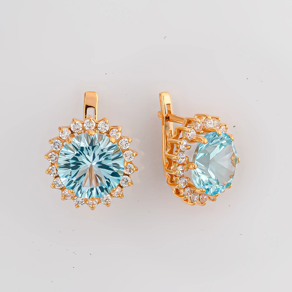 Серьги с топазом из красного золота 585 пробы