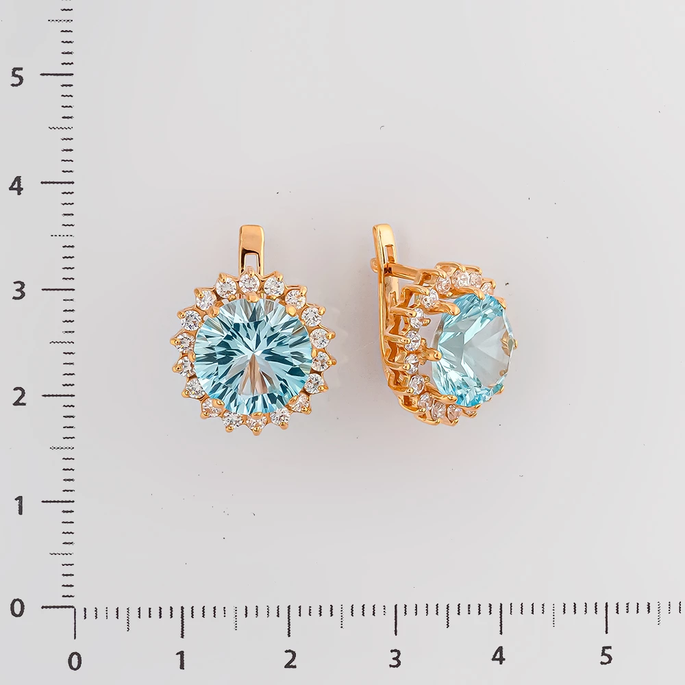 Серьги с топазом из красного золота 585 пробы