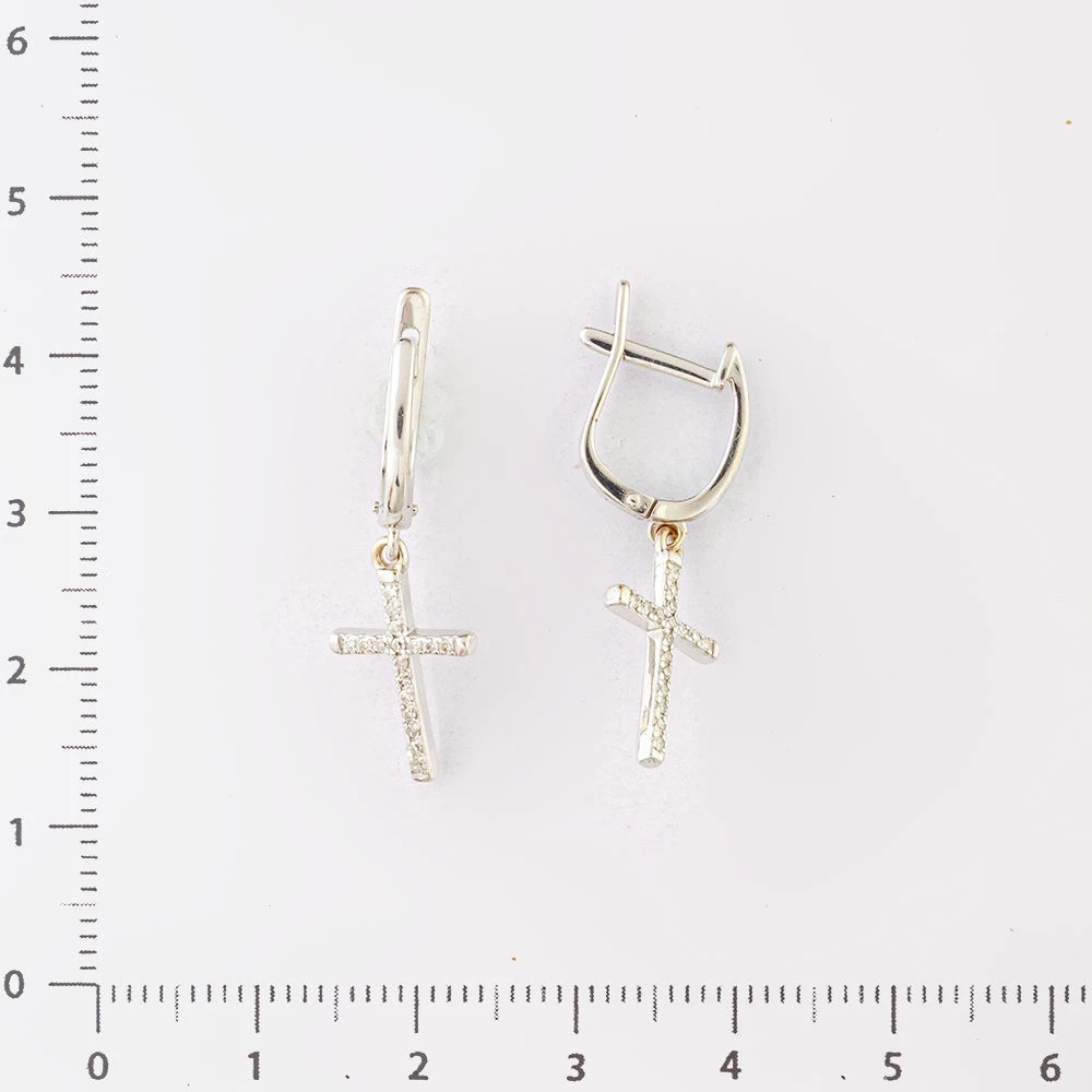 Серьги с бриллиантом из белого золота 585 пробы