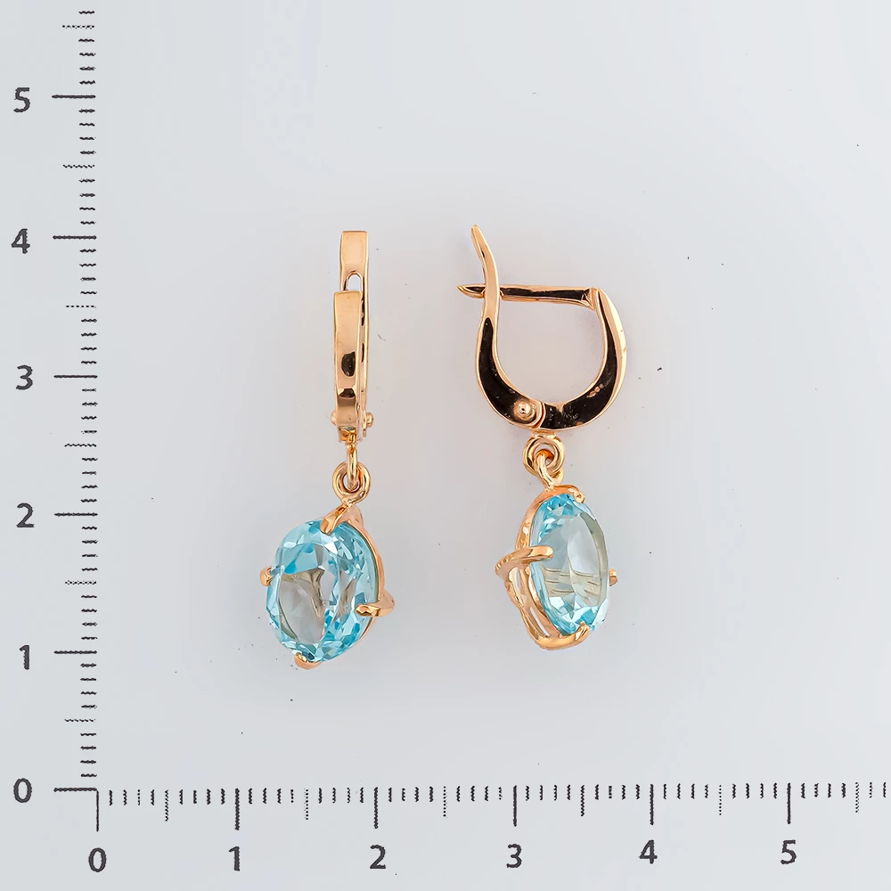 Серьги с топазом из красного золота 585 пробы