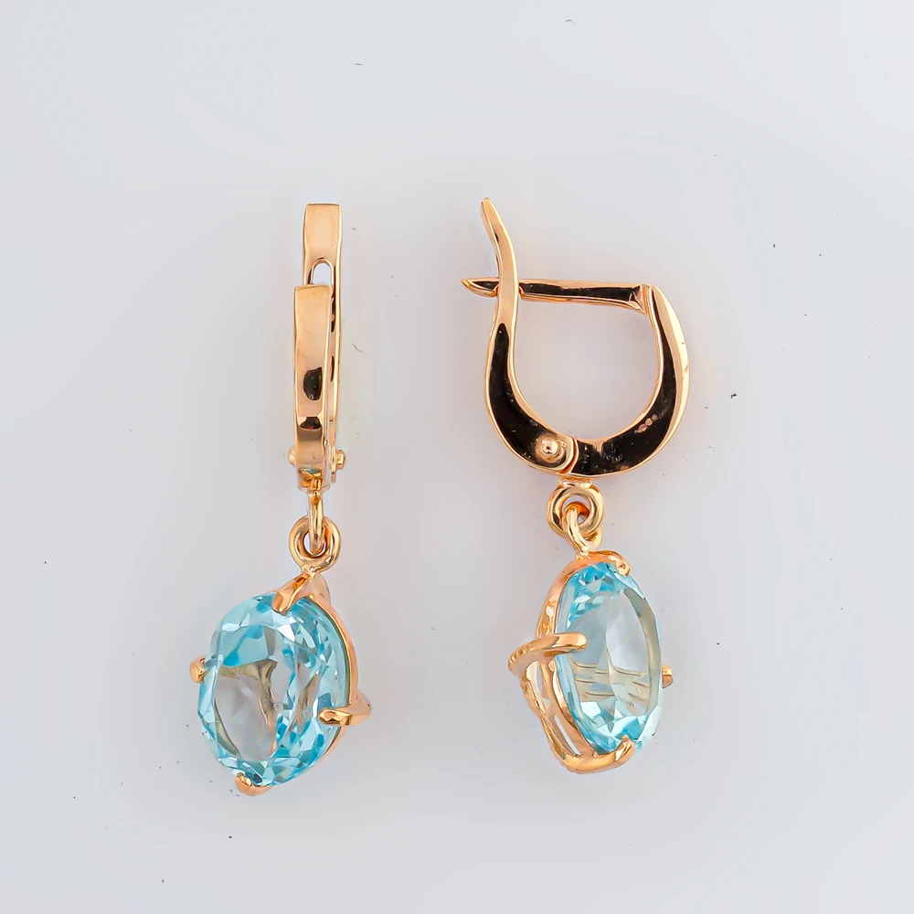 Серьги с топазом из красного золота 585 пробы