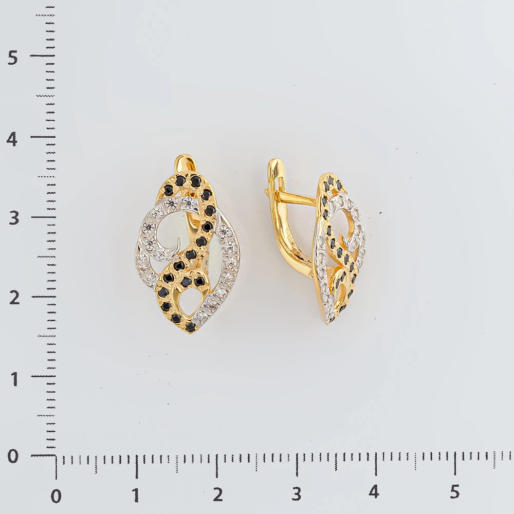 Серьги с фианитом из красного золота 585 пробы