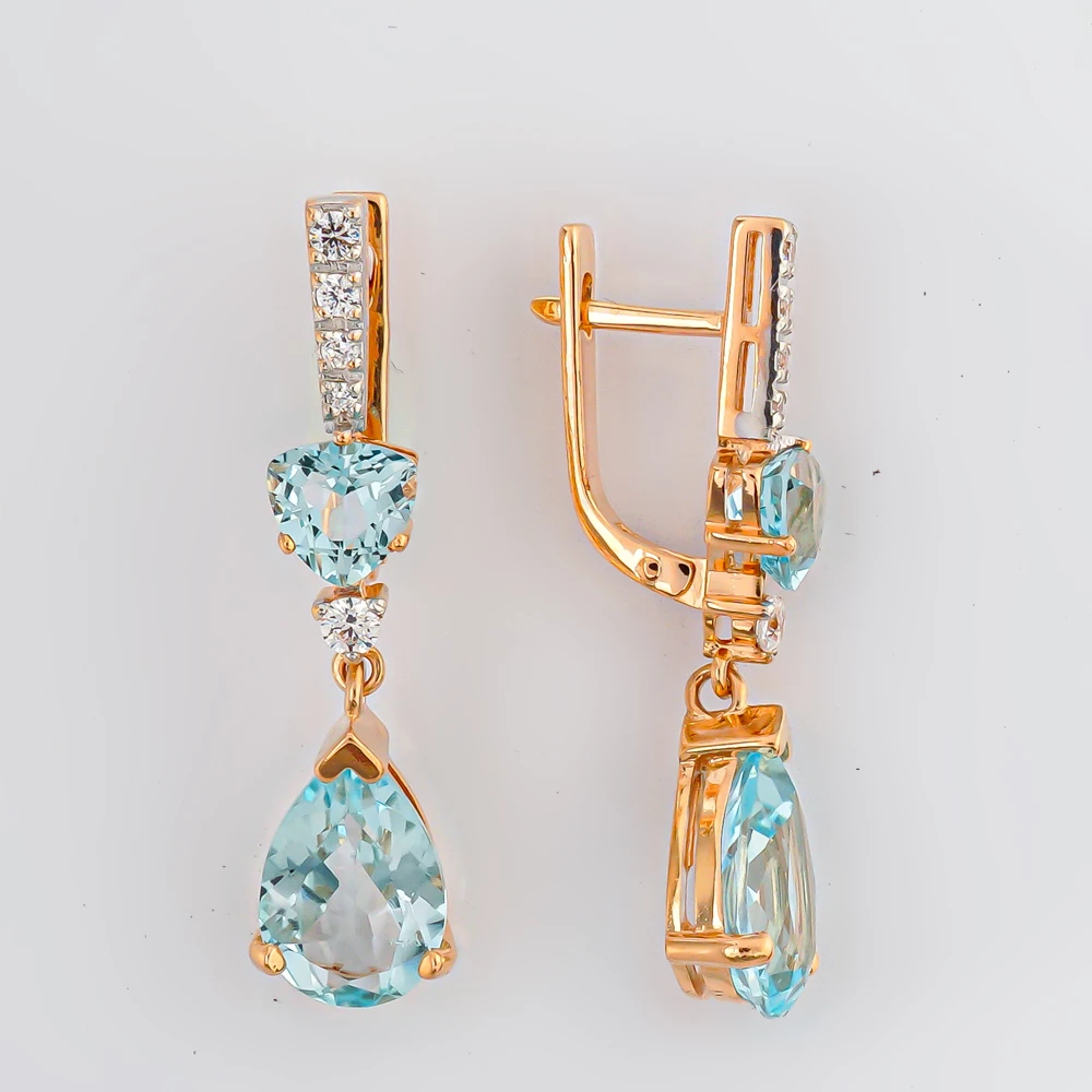 Серьги с топазом из красного золота 585 пробы