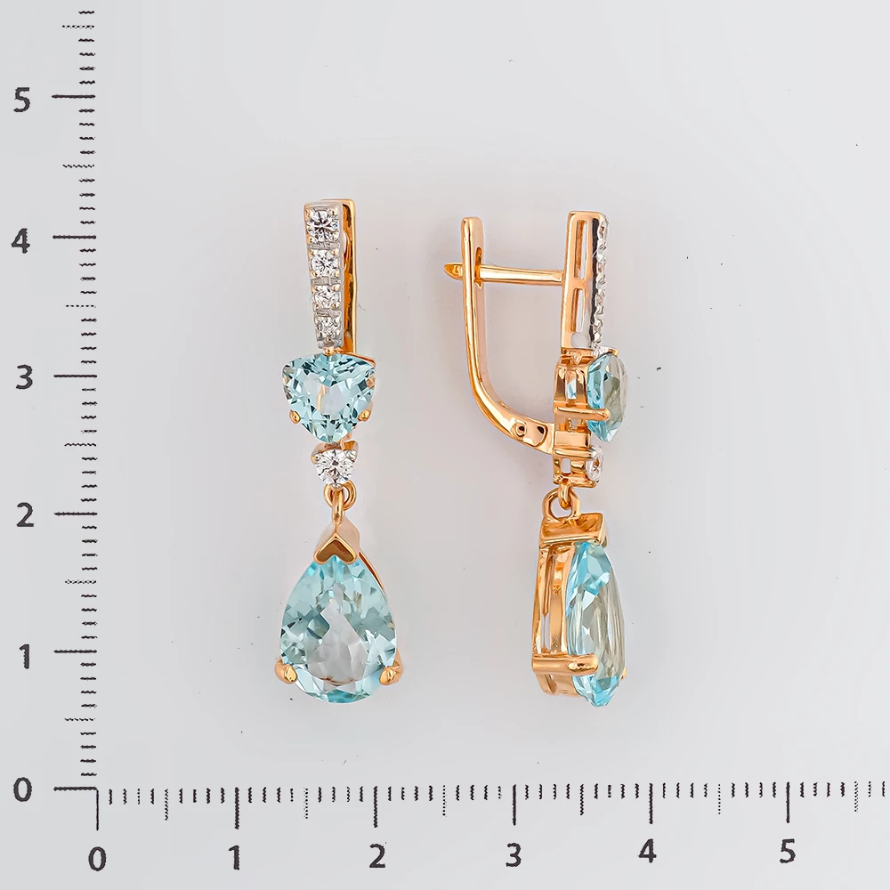 Серьги с топазом из красного золота 585 пробы