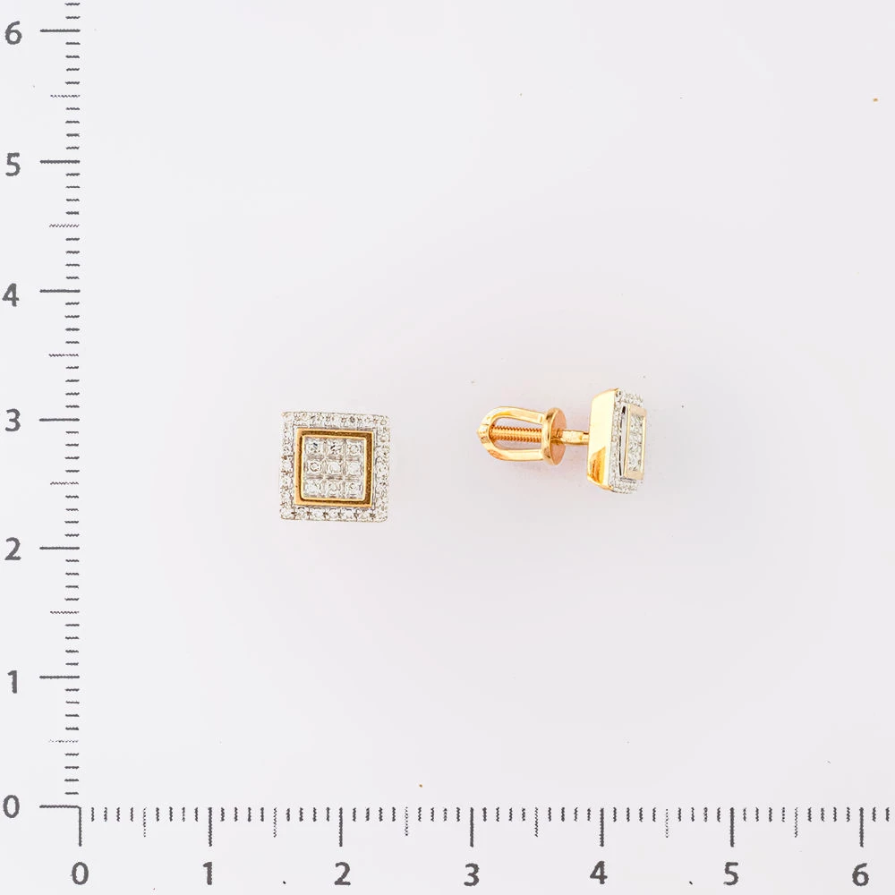 Серьги с бриллиантом из красного золота 585 пробы