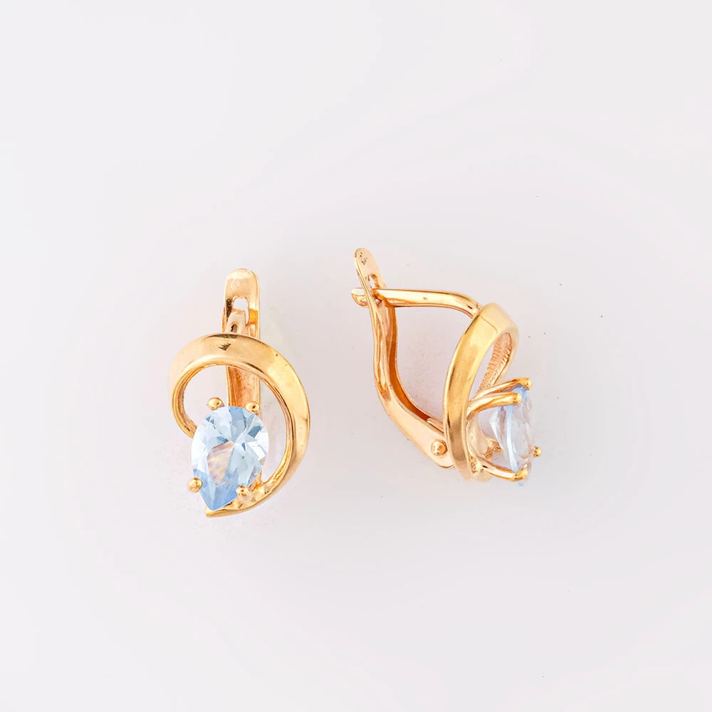 Серьги с топазом из красного золота 585 пробы