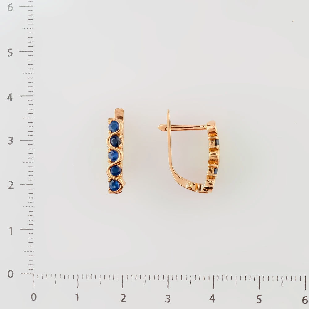Серьги с сапфиром из красного золота 585 пробы
